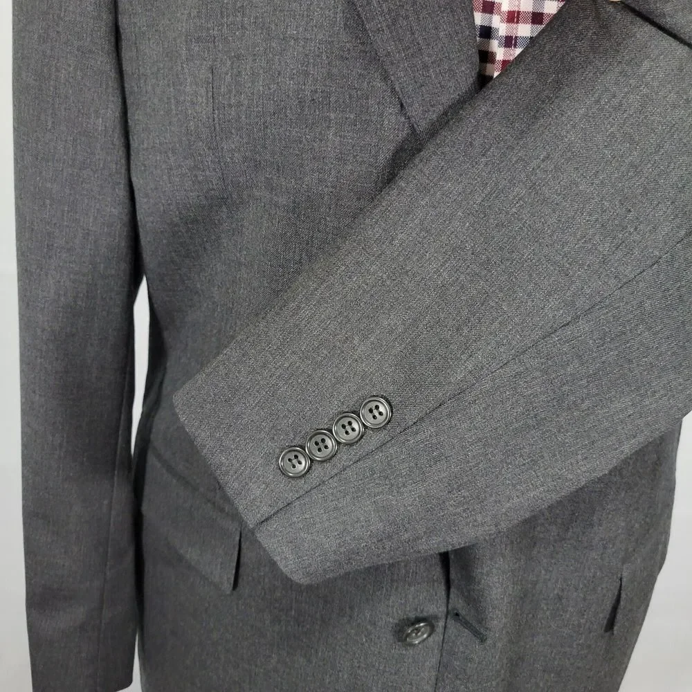 Joseph Feiss Trio Mens Sport Coat Blazer Two Button Charcoal Gray Twill Wool 42L